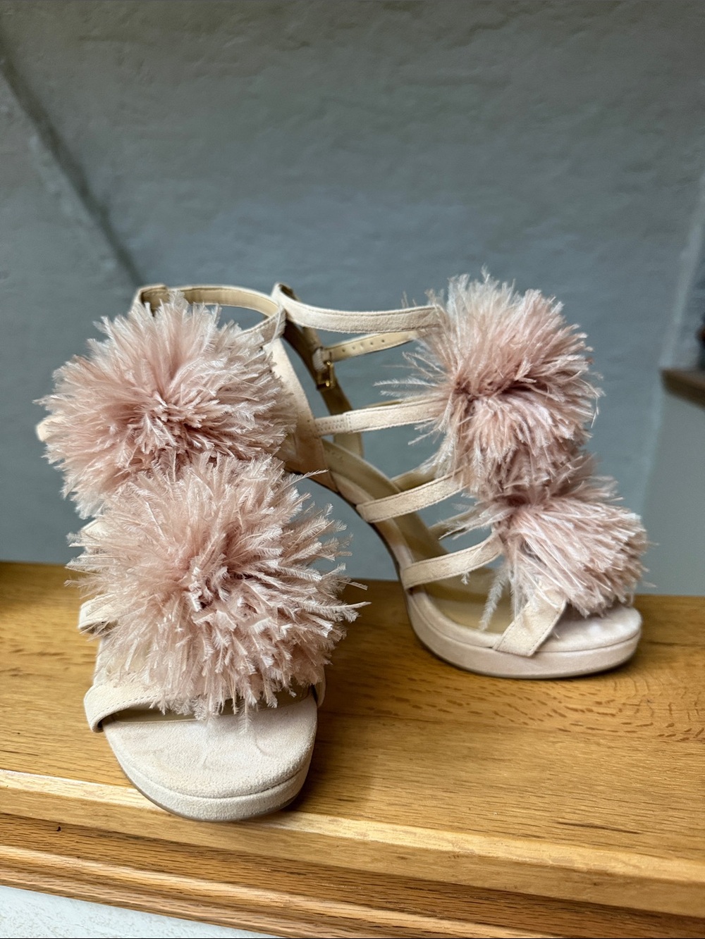 Michael Kors Blush Pink Pom Pom Strappy Heels